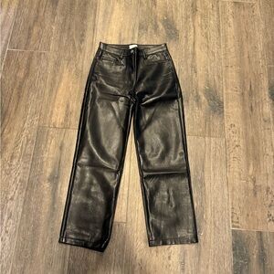 Wilfred Black Leather-Style Pants